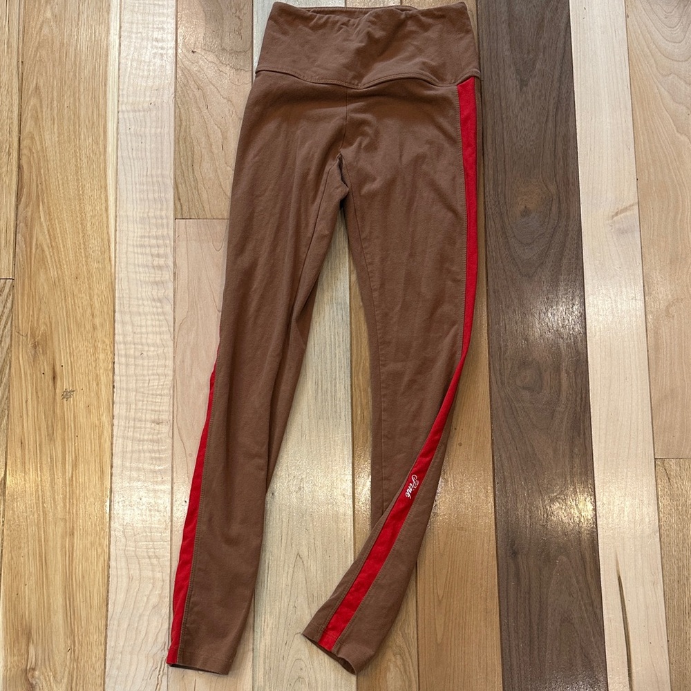 PINK by Victorias Secret Brown Leggings with Red Side Stripe
